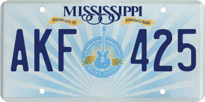 MS license plate AKF425