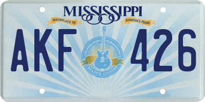 MS license plate AKF426