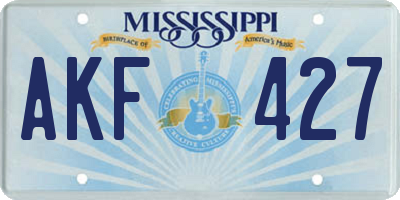 MS license plate AKF427