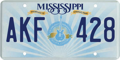 MS license plate AKF428