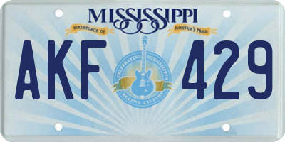 MS license plate AKF429
