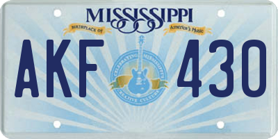 MS license plate AKF430