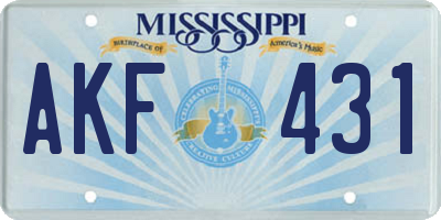 MS license plate AKF431