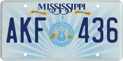 MS license plate AKF436