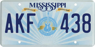 MS license plate AKF438