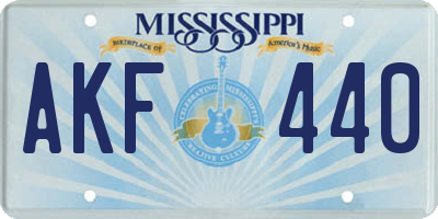 MS license plate AKF440