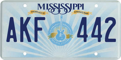 MS license plate AKF442