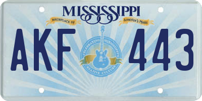 MS license plate AKF443