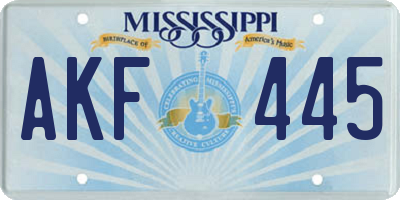 MS license plate AKF445