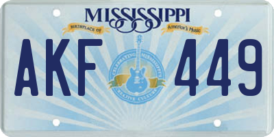 MS license plate AKF449