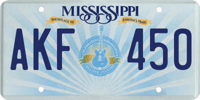 MS license plate AKF450