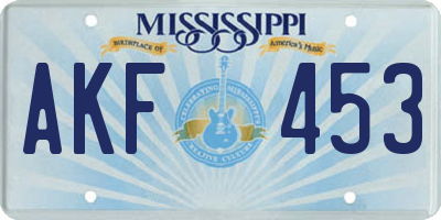 MS license plate AKF453
