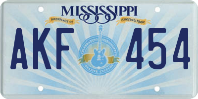 MS license plate AKF454