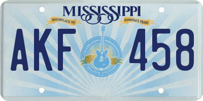 MS license plate AKF458