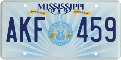 MS license plate AKF459