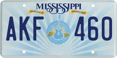 MS license plate AKF460