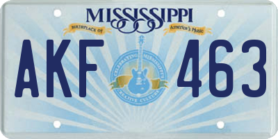 MS license plate AKF463