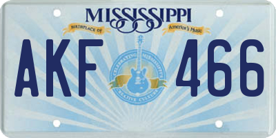 MS license plate AKF466