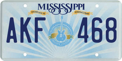 MS license plate AKF468