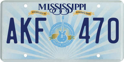 MS license plate AKF470