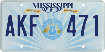 MS license plate AKF471