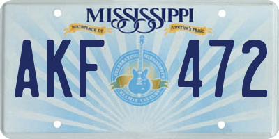 MS license plate AKF472