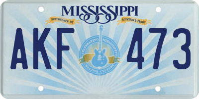 MS license plate AKF473