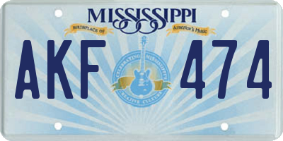 MS license plate AKF474