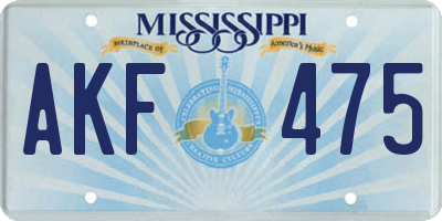 MS license plate AKF475