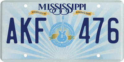 MS license plate AKF476