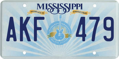 MS license plate AKF479