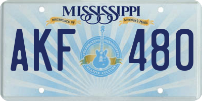 MS license plate AKF480