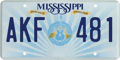 MS license plate AKF481