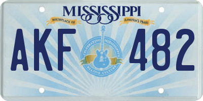 MS license plate AKF482