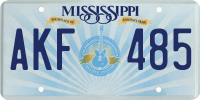 MS license plate AKF485