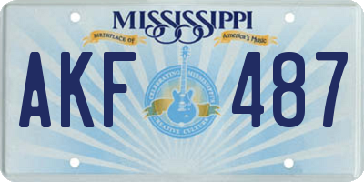 MS license plate AKF487