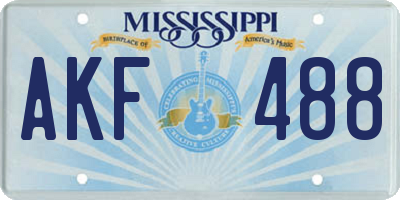 MS license plate AKF488
