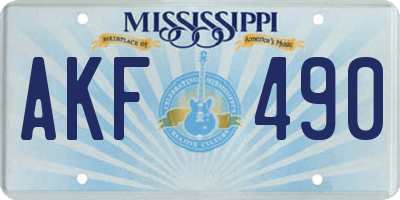 MS license plate AKF490