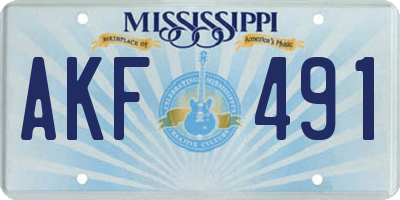MS license plate AKF491