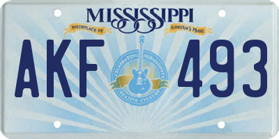MS license plate AKF493