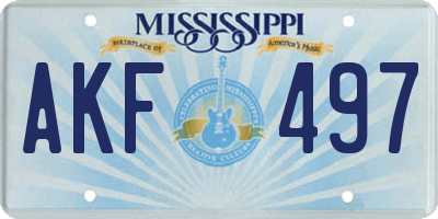 MS license plate AKF497