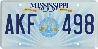 MS license plate AKF498