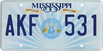 MS license plate AKF531