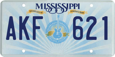 MS license plate AKF621