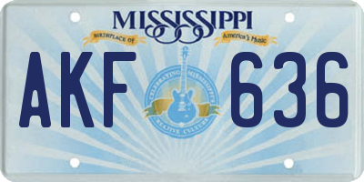 MS license plate AKF636