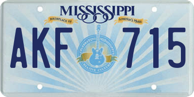 MS license plate AKF715