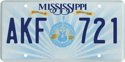 MS license plate AKF721