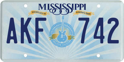 MS license plate AKF742