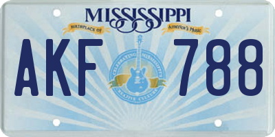 MS license plate AKF788