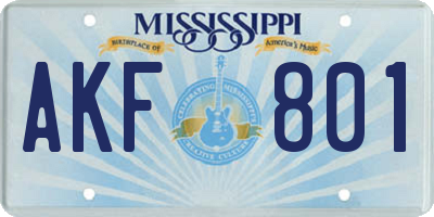 MS license plate AKF801